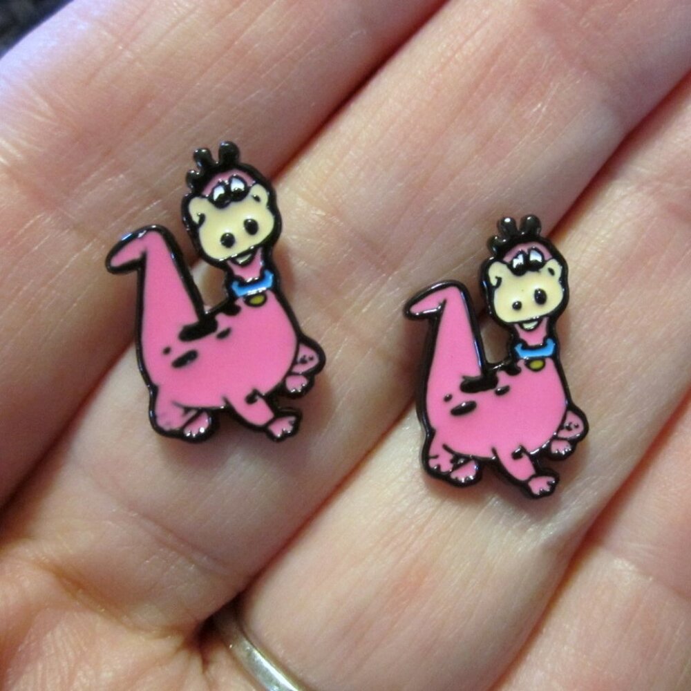 Dino Earrings Pink Dinosaur~Hypoallergenic